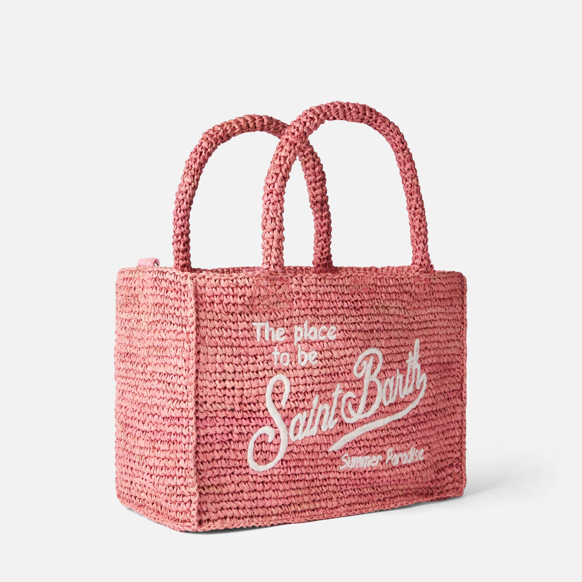 Colette pink raffia handbag with Saint Barth embroidery - MC2 Saint Barth