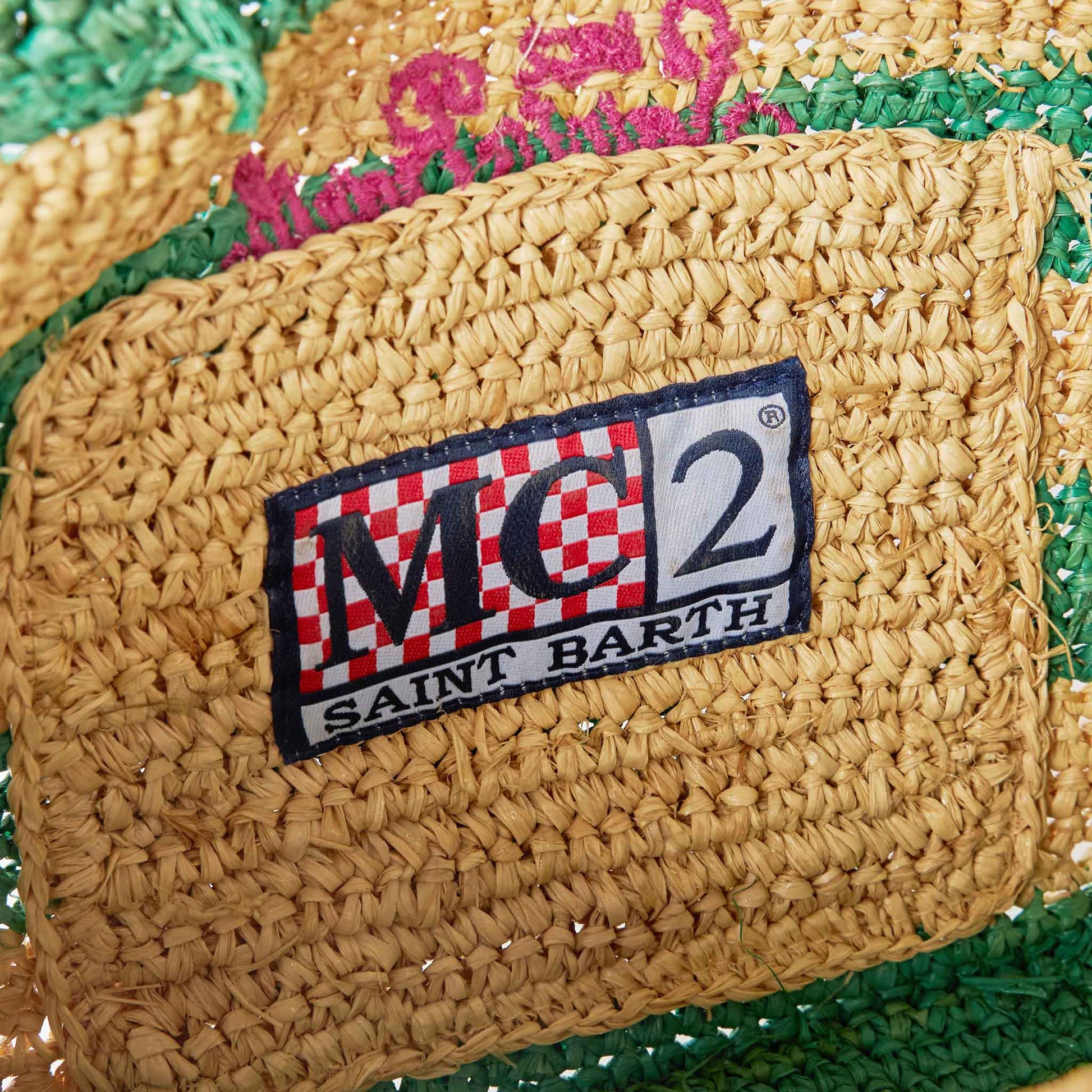 Colette raffia handbag with white and green stripes - MC2 Saint Barth