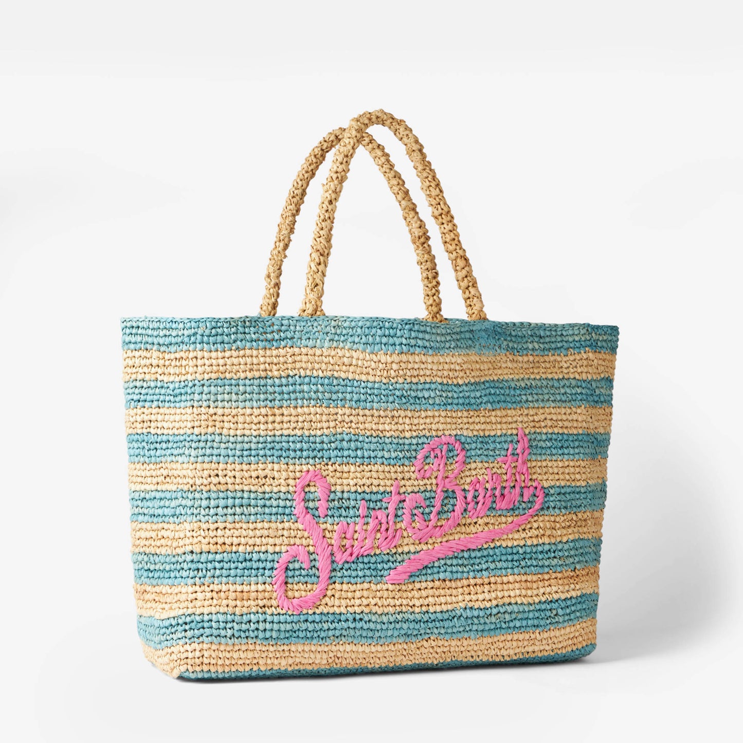Borsa Ferdie in rafia con ricamo Saint Barth