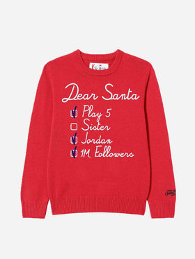 Boy crewneck sweater with embroidered Santa Claus letter
