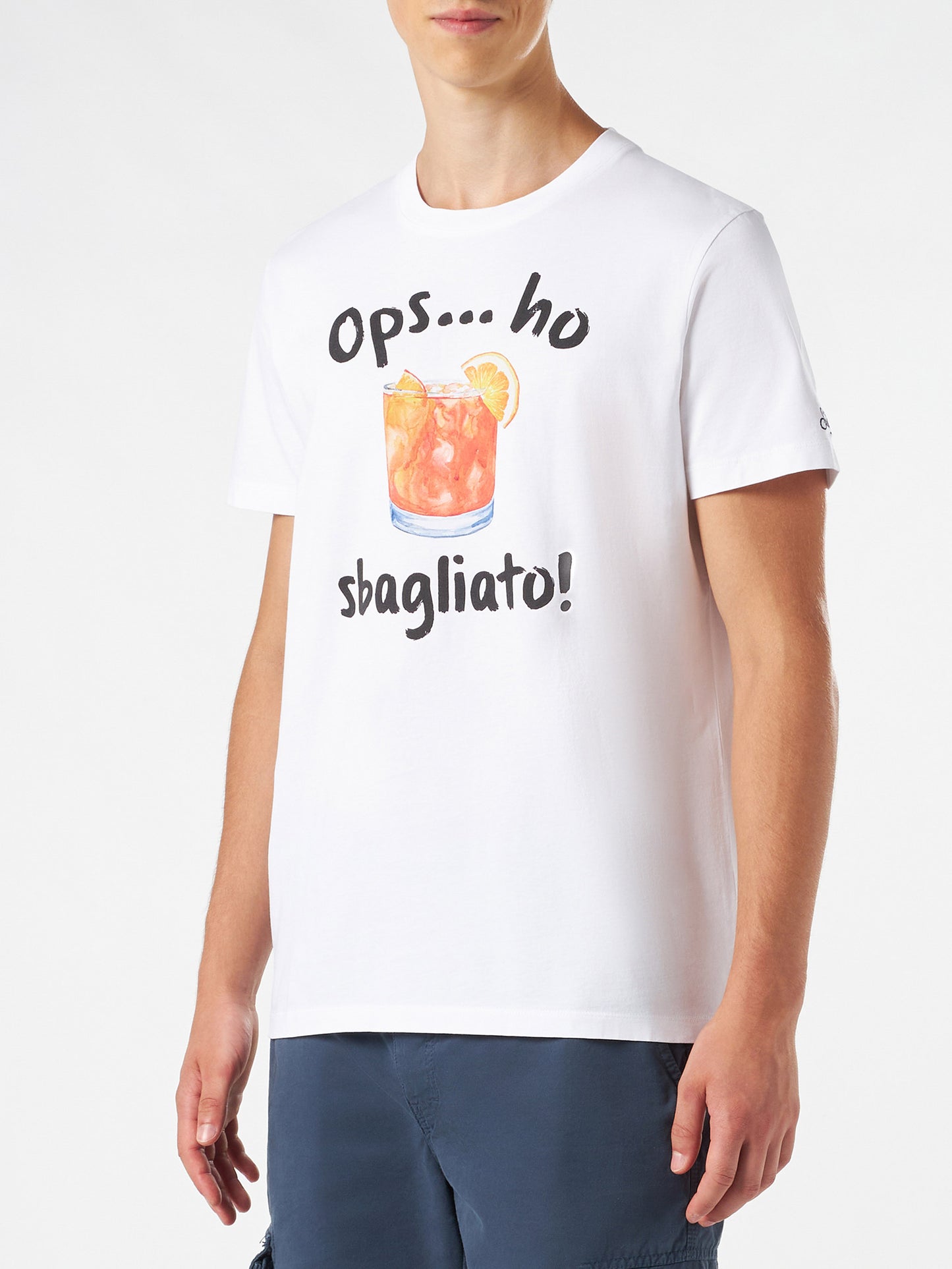 T-shirt da uomo in cotone con stampa bevanda Sbagliato