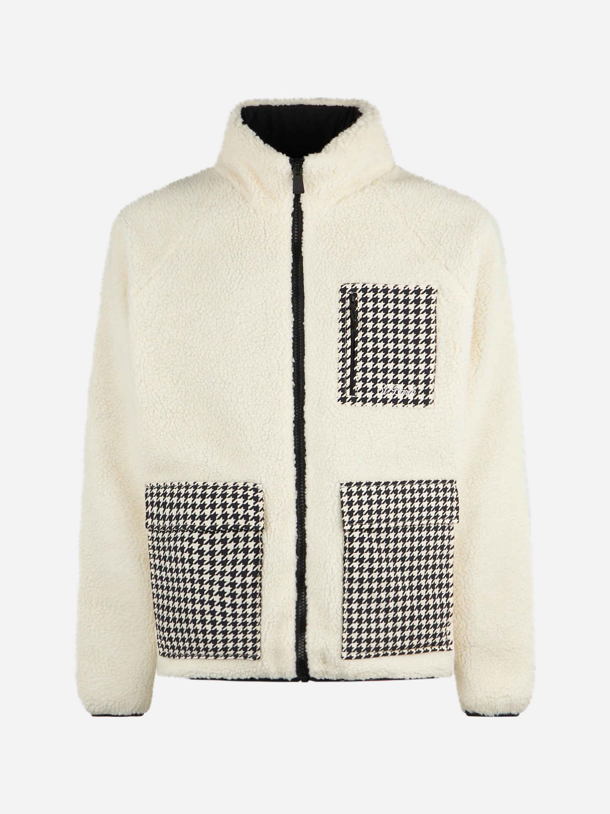 Man white sherpa jacket with check patch pockets - MC2 Saint Barth