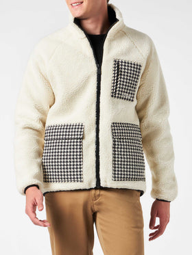 Man white sherpa jacket with check patch pockets - MC2 Saint Barth