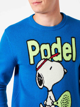 Man crewneck sweater with Snoopy padel jacquard | SNOOPY - ©PEANUTS SPECIAL EDITION - MC2 Saint Barth