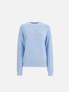 Woman light blue terry cotton Stardust sweatshirt