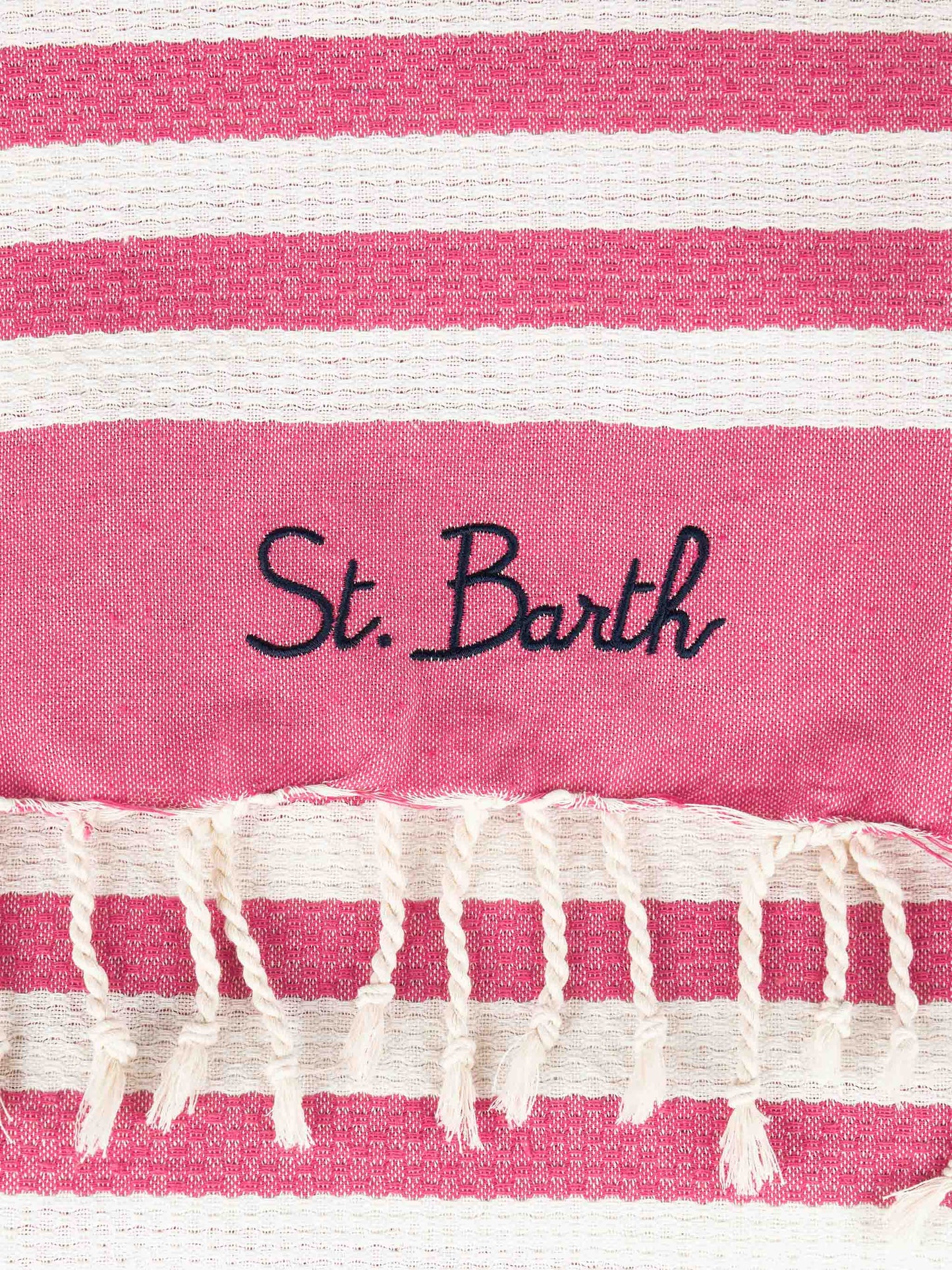 Telo mare in cotone Fouta con stampa a righe fucsia