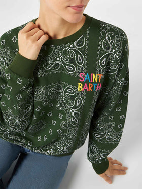Woman cotton sweatshirt Stardust with bandanna print - MC2 Saint Barth