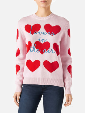 Woman sweater with heart print