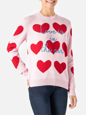 Woman sweater with heart print