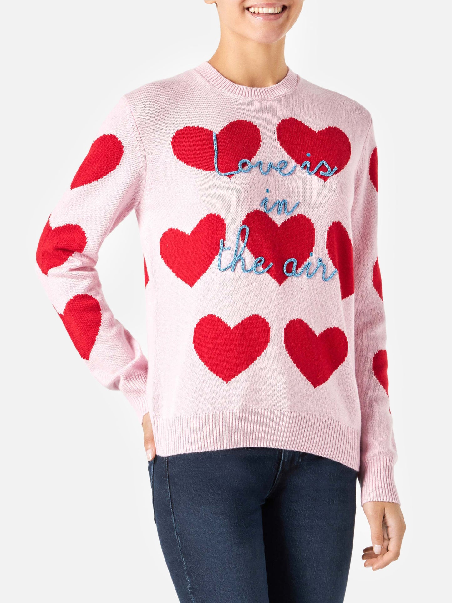 Woman sweater with heart print