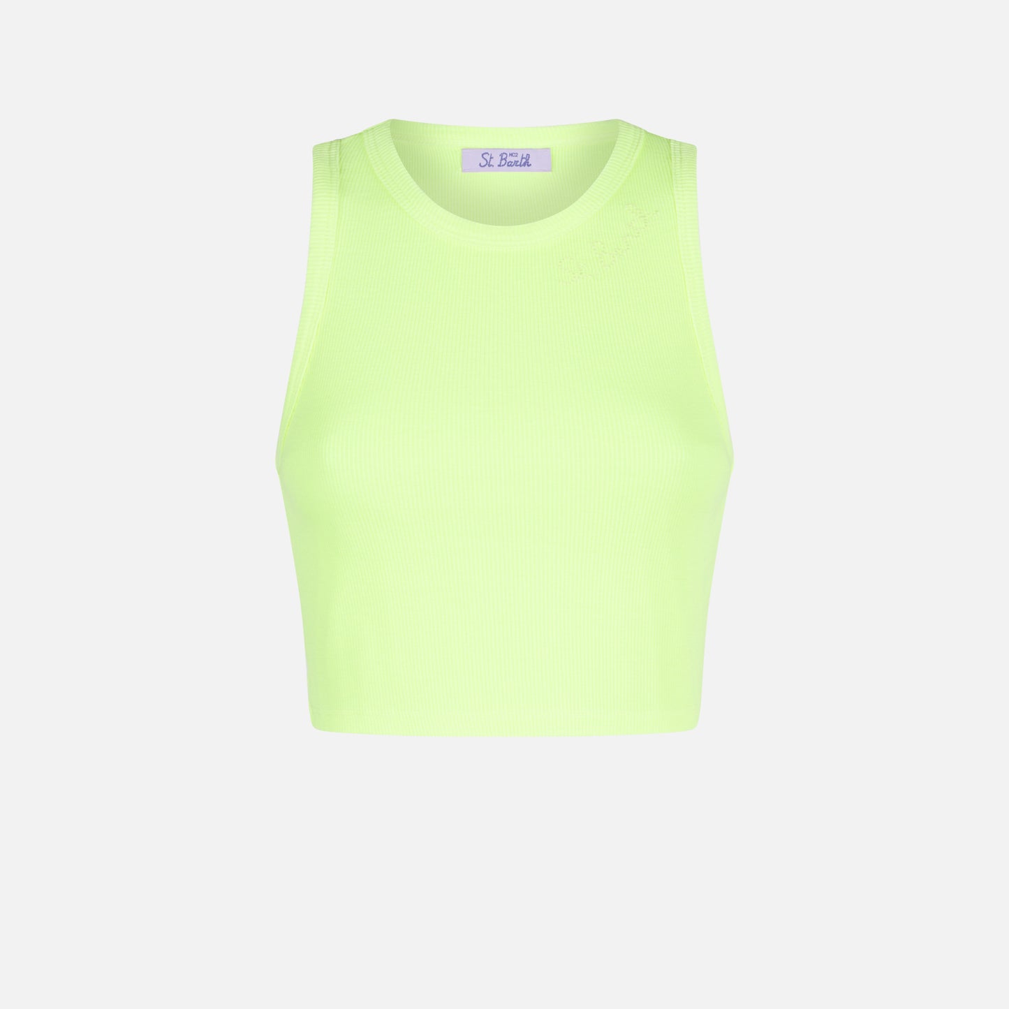 Crop-Tanktop aus Baumwolle mit St. Barth-Stickerei