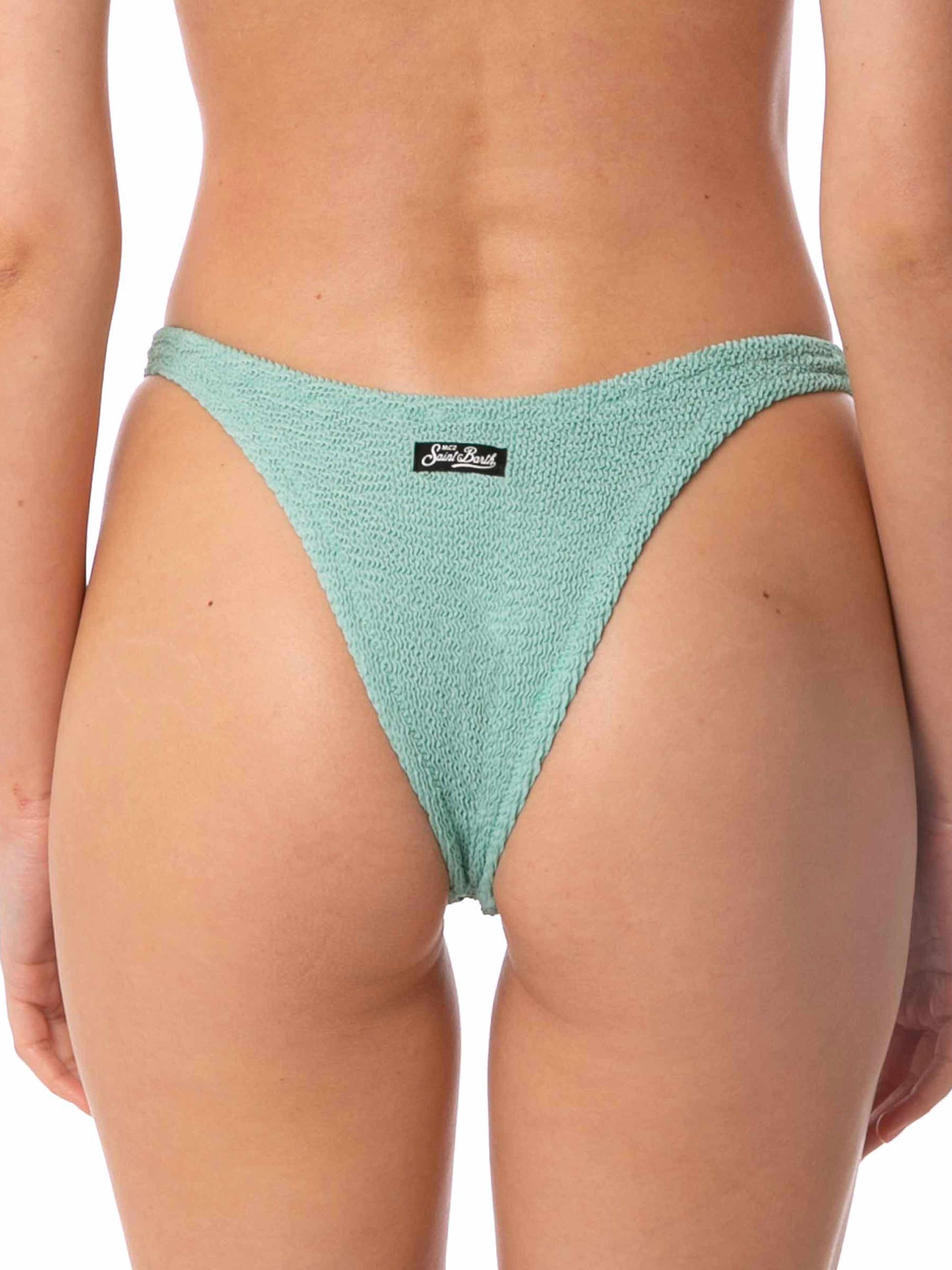 Naomi sage green crinkle cheeky swim briefs - MC2 Saint Barth