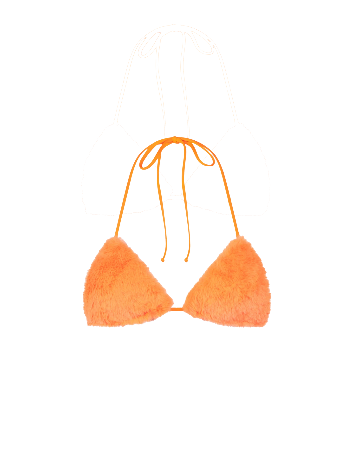Damen-Badeanzug mit orangefarbenem Fluo-Fell und Triangel-Oberteil