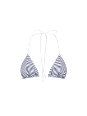 Woman seersucker triangle top with striped print - MC2 Saint Barth