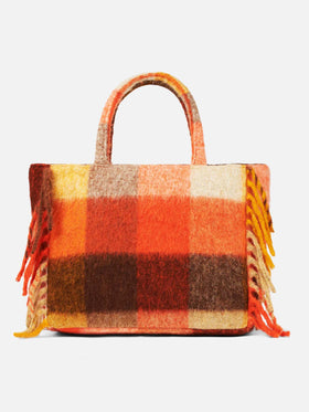 Vanity blanket shoulder bag with multicolor check and fringes - MC2 Saint Barth