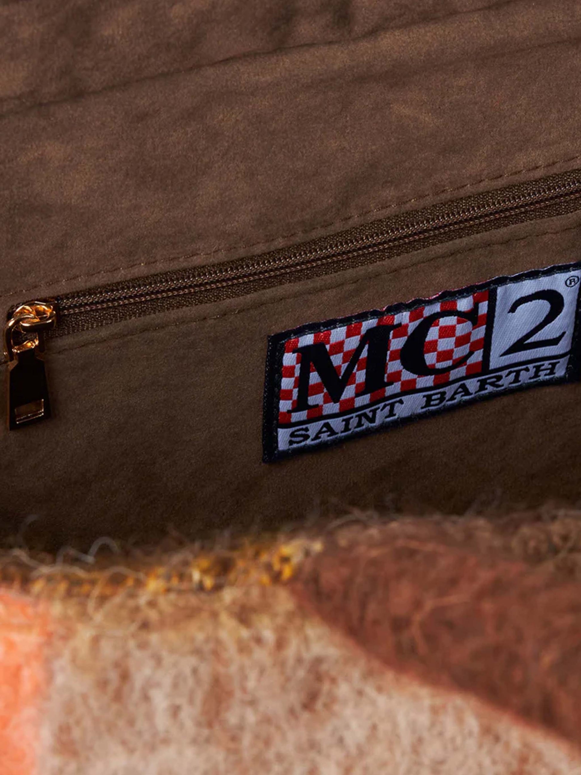 Vanity blanket shoulder bag with multicolor check and fringes - MC2 Saint Barth