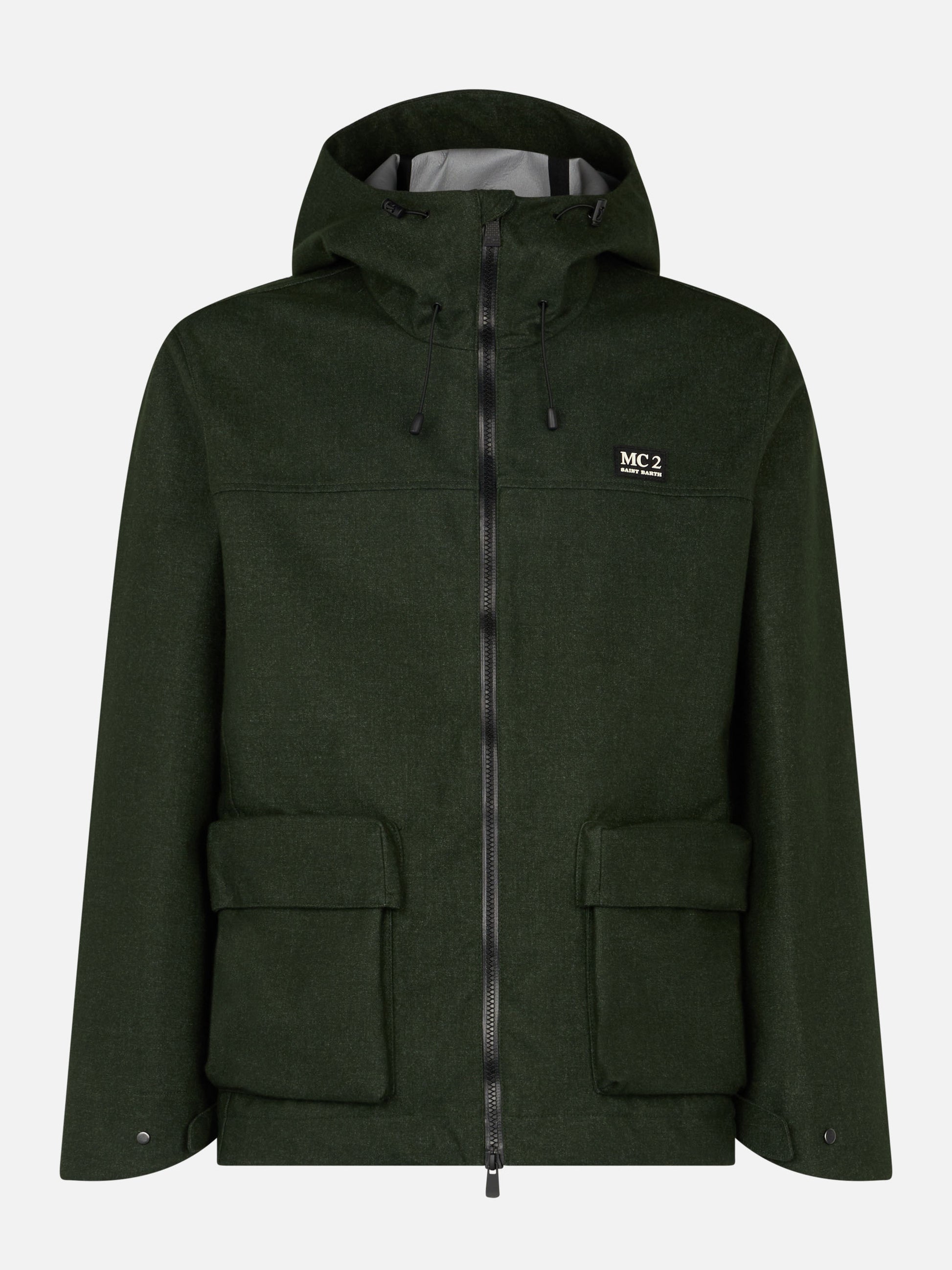 Man hooded green windbreaker jacket - MC2 Saint Barth