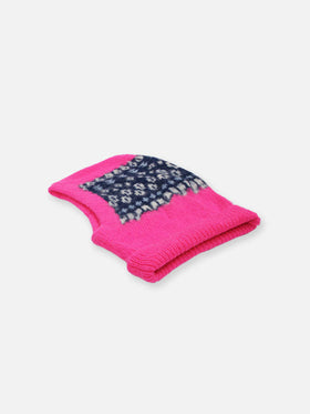 Woman ultra soft fluo pink balaclava with Icelandic pattern - MC2 Saint Barth