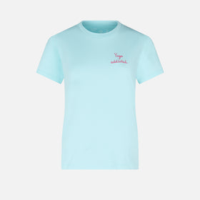 Woman cotton t-shirt with "yoga addicted" embroidered writing - MC2 Saint Barth