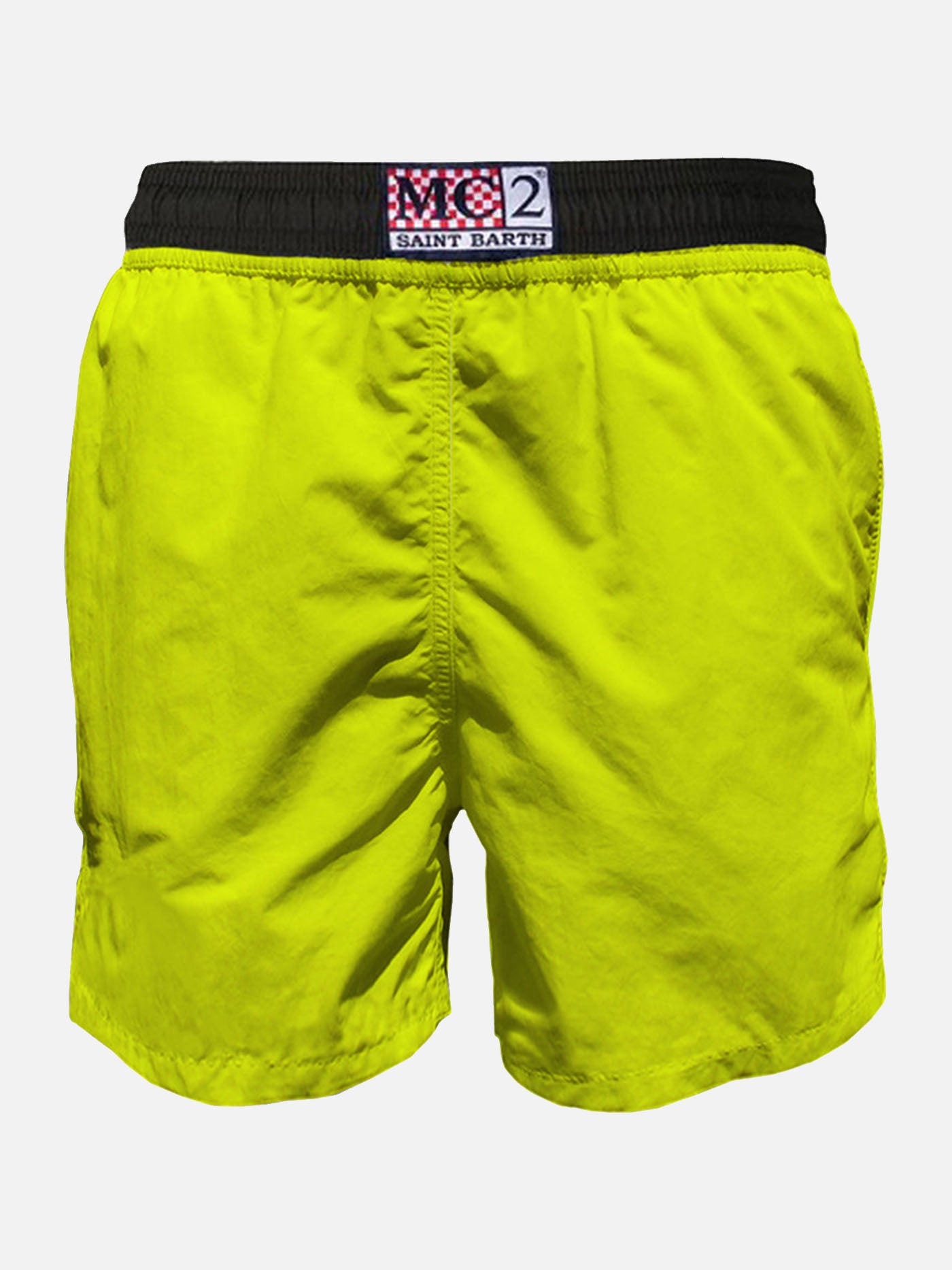 Fluo yellow light fabric zipped swim shorts - MC2 Saint Barth