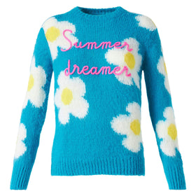 Woman brushed sweater with daisies and Summer dreamer embroidery - MC2 Saint Barth