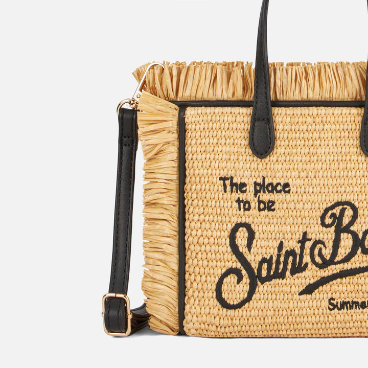 Mini-Vanity-Strohtasche mit Stickerei