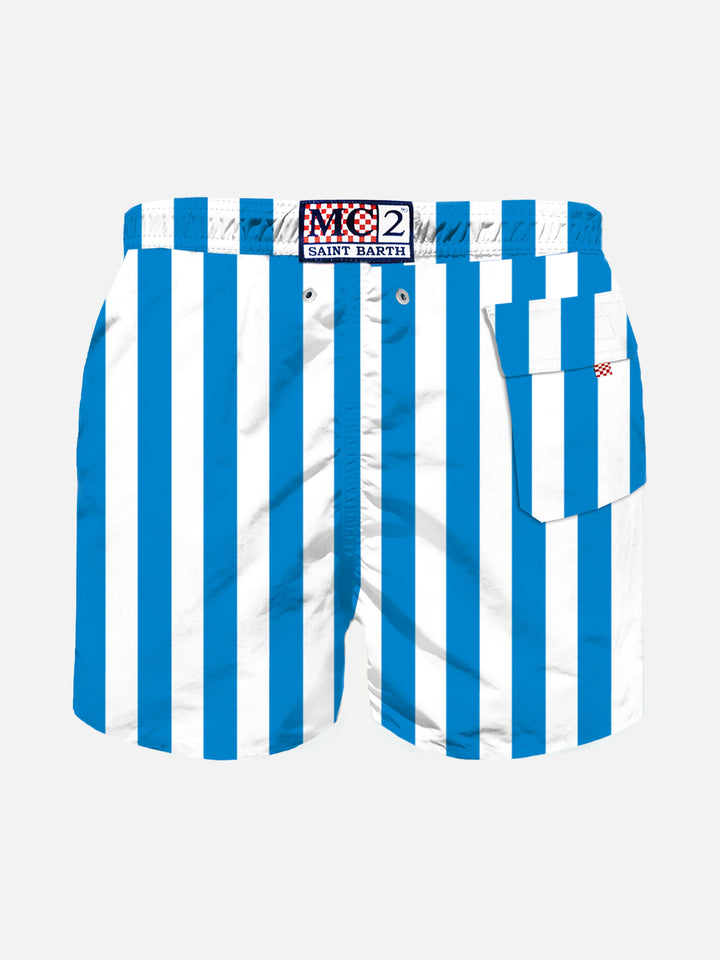 Boy swim shorts with white and bluette stripes - MC2 Saint Barth