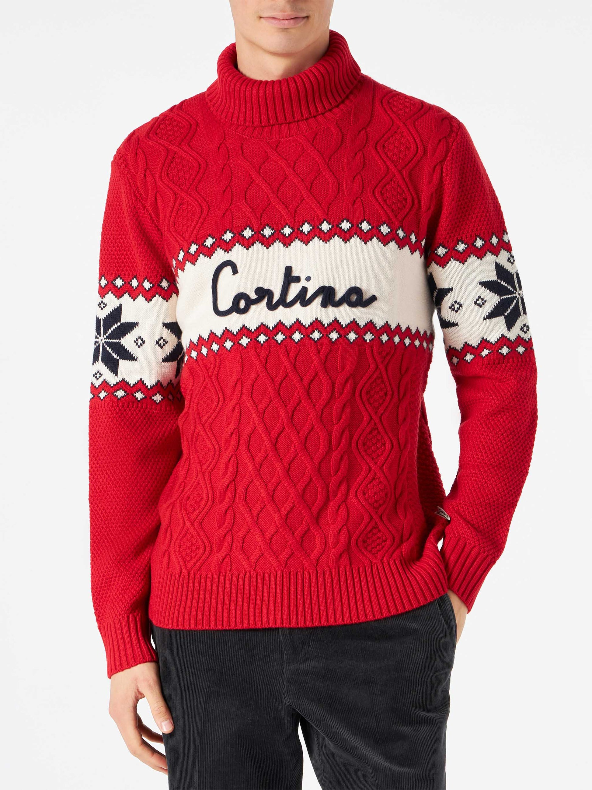 Half-turtleneck sweater with Cortina lettering - MC2 Saint Barth
