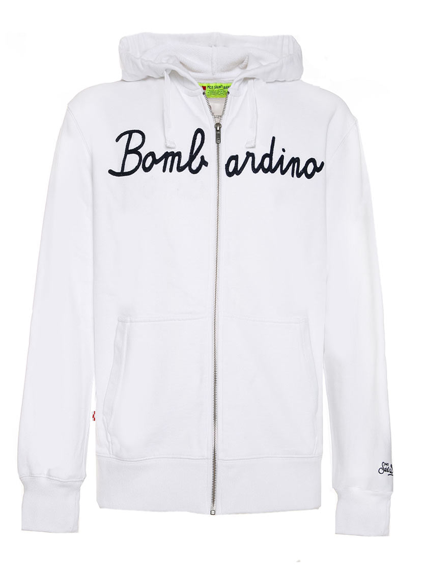 White man sweatshirt Bombardino front embroidery - MC2 Saint Barth