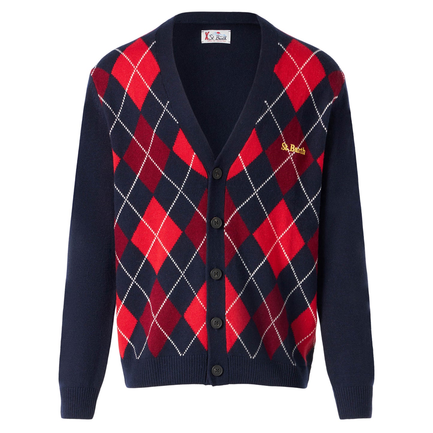 Man cashmere blend cardigan with argyle jacquard - MC2 Saint Barth