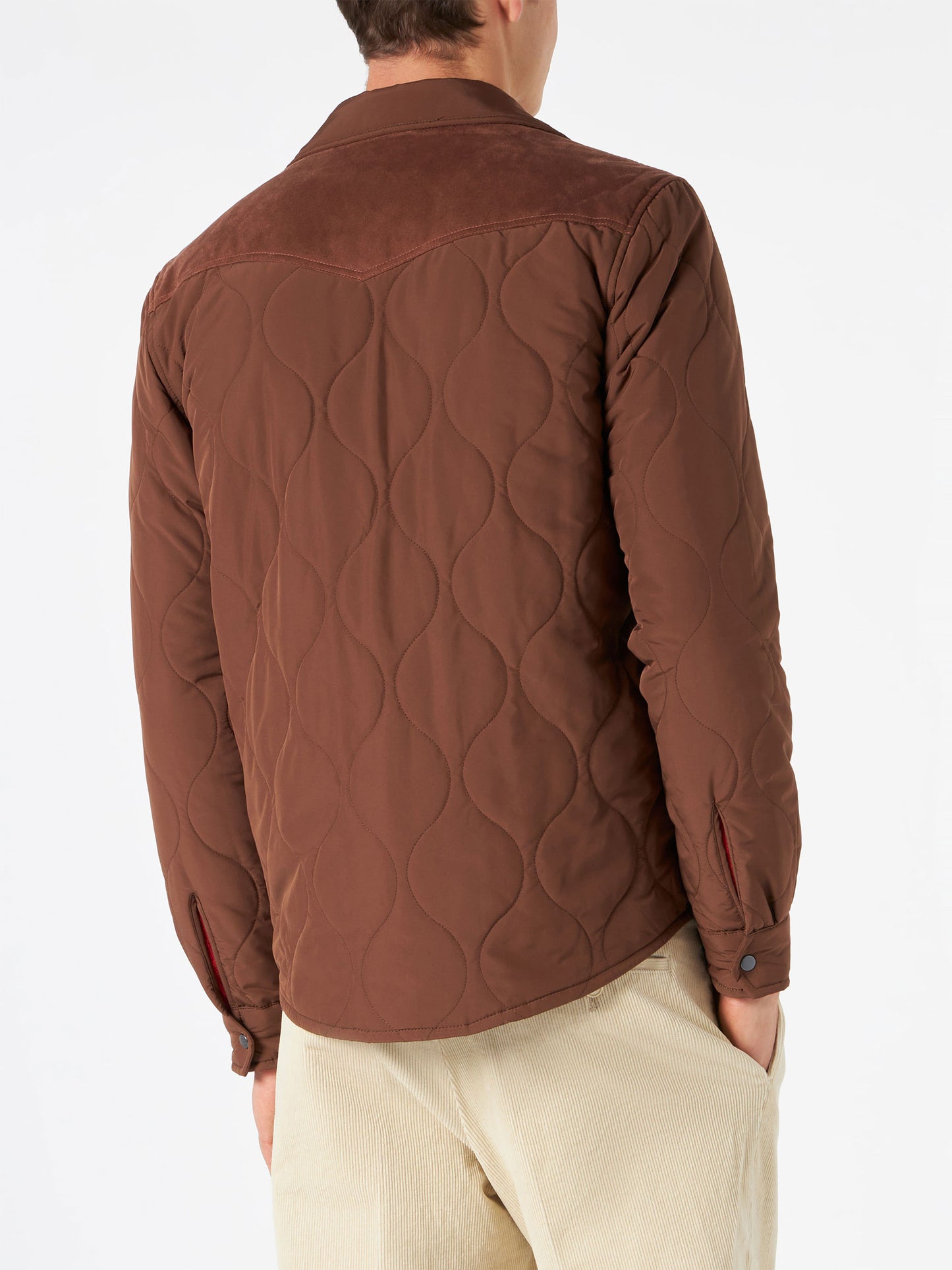 Man brown padded overshirt with patch pockets - MC2 Saint Barth