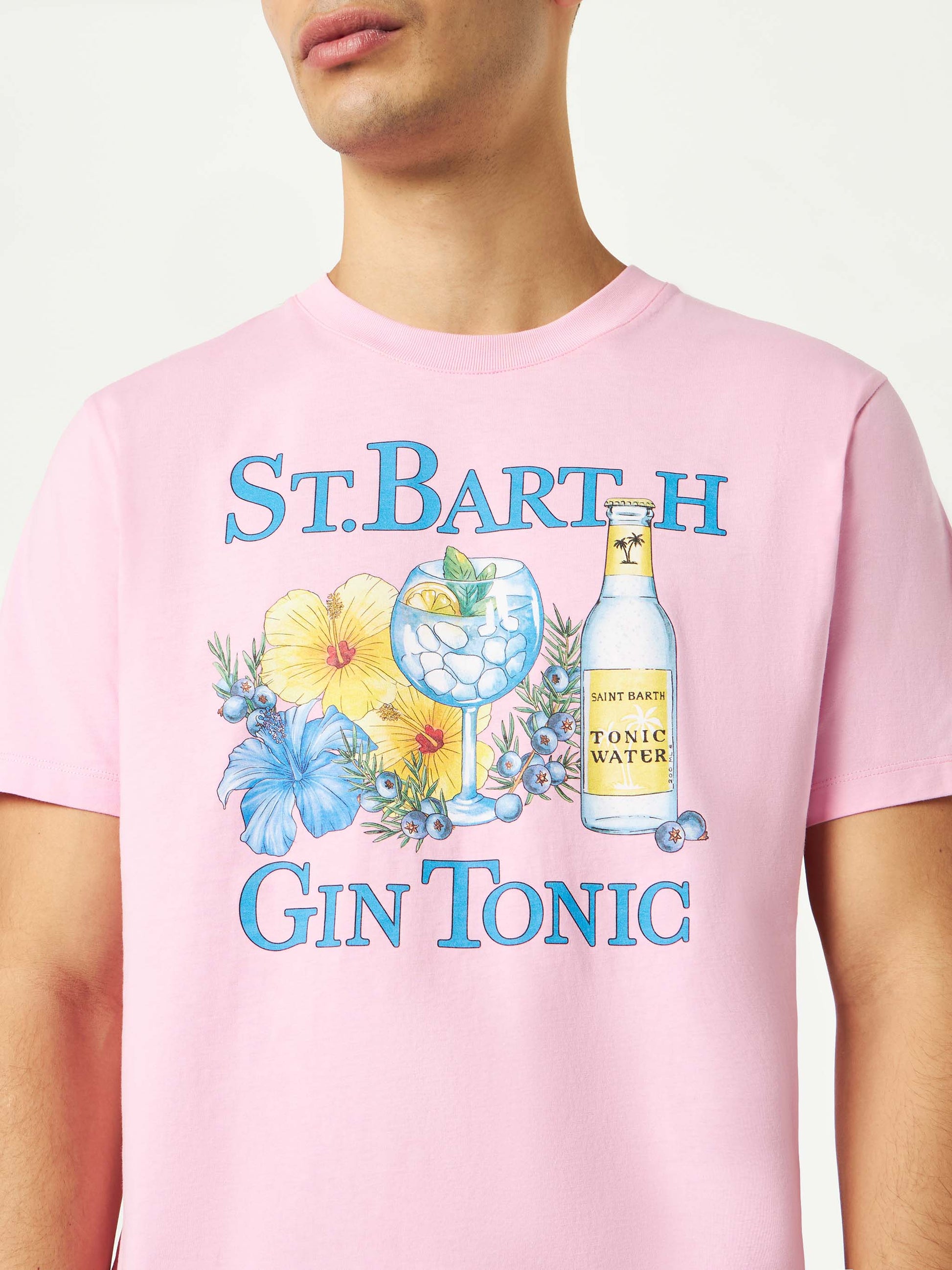 Man cotton t-shirt with Gin and flower print - MC2 Saint Barth