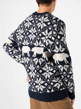 Man sweater Bombardino with norwegian jacquard and Fa Freddo embroidery - MC2 Saint Barth