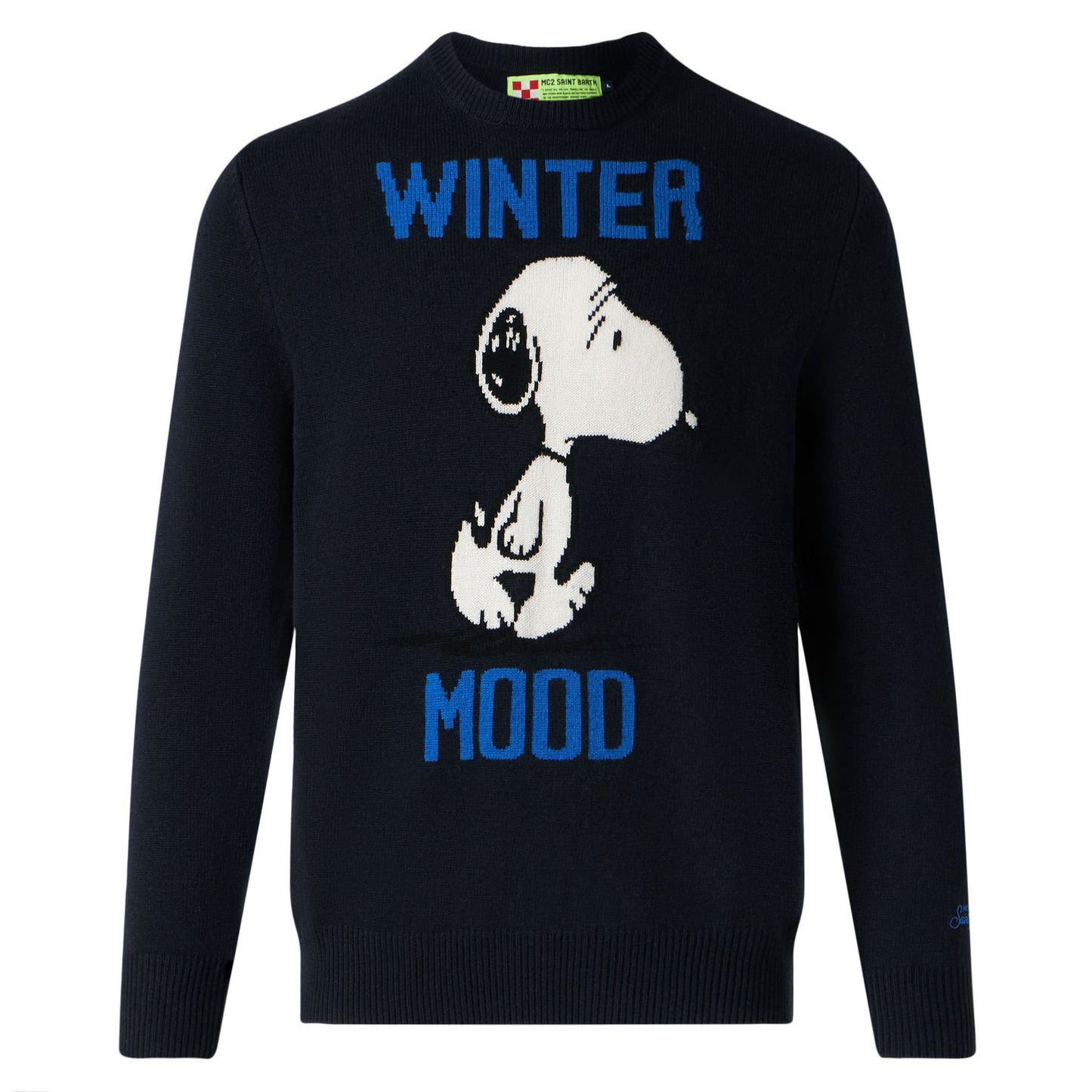 Man blue sweater Winter Mood Snoopy print | SNOOPY - PEANUTS™ SPECIAL EDITION - MC2 Saint Barth