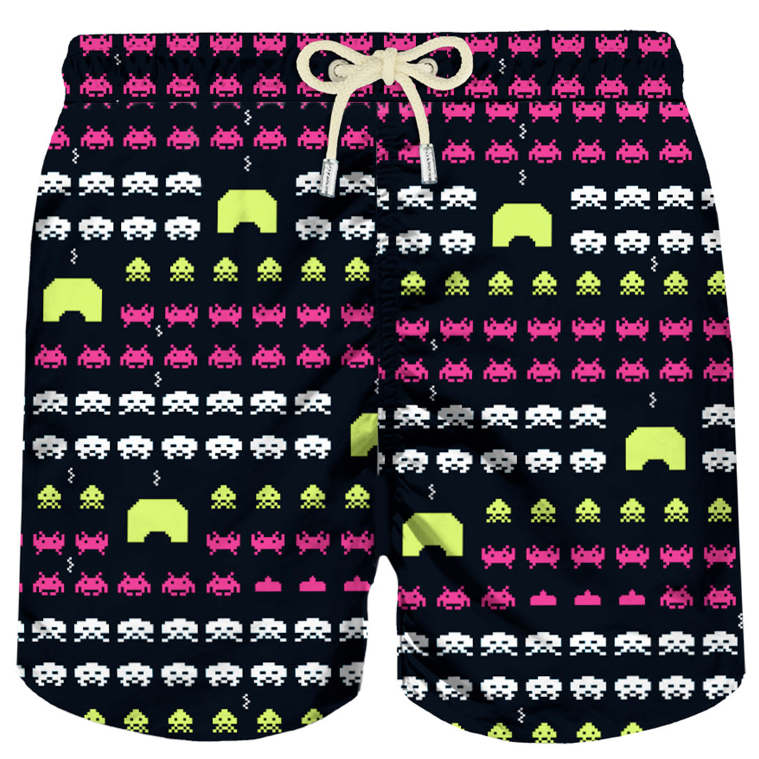 Herren-Badeshorts aus leichtem Stoff mit Weltraum-Print