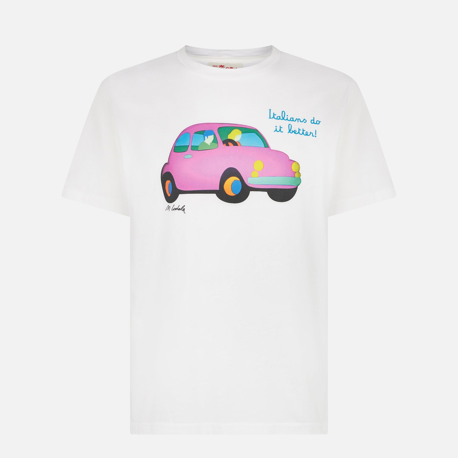 Man cotton t-shirt with Lodola Car print | MARCO LODOLA ART SPECIAL EDITION - MC2 Saint Barth