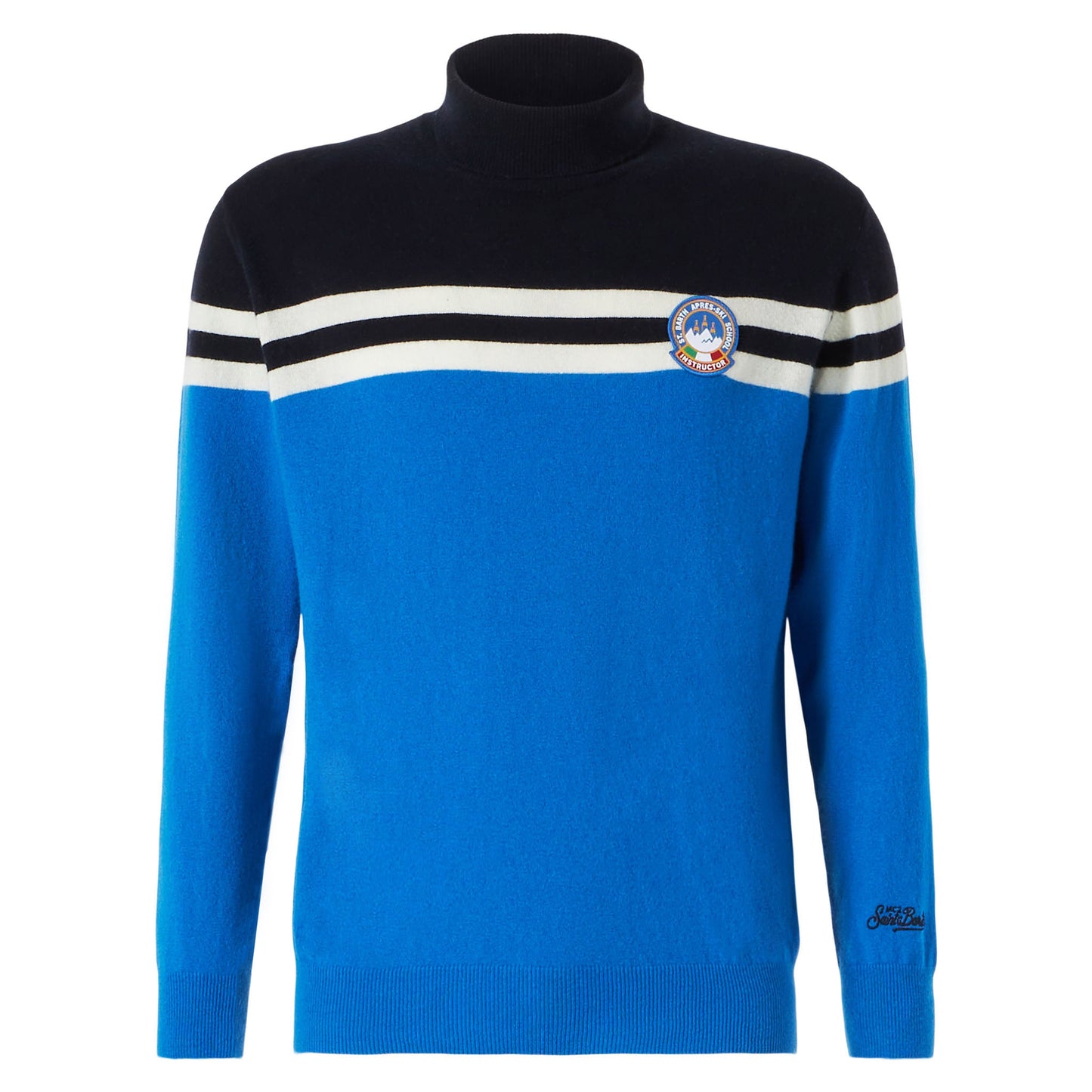 Blended cashmere turtle neck sweater with patch