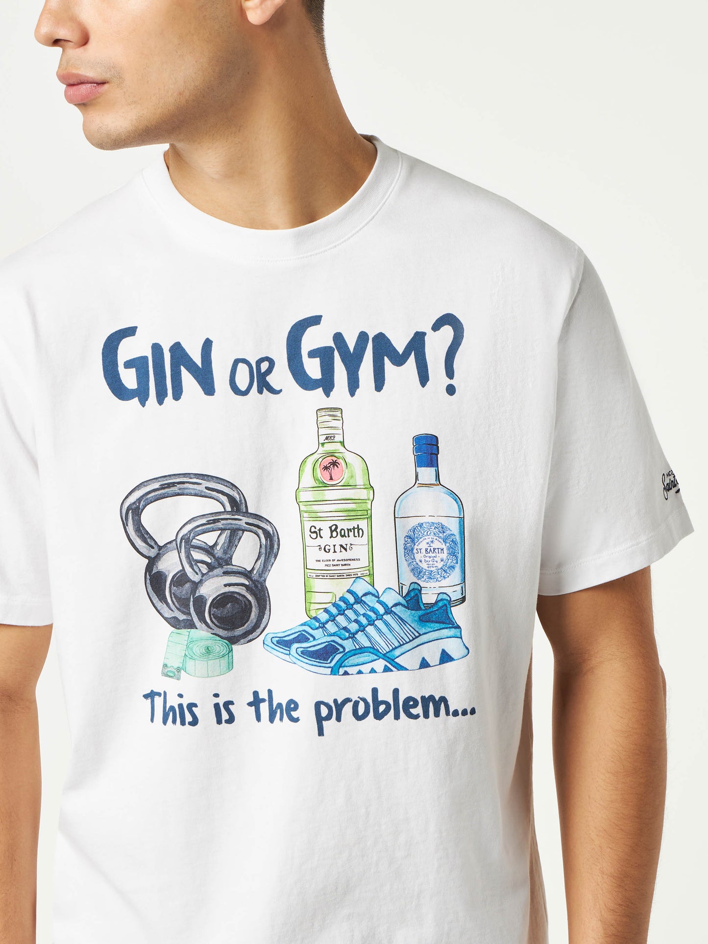 T-shirt da uomo in cotone con stampa Gin o Gym