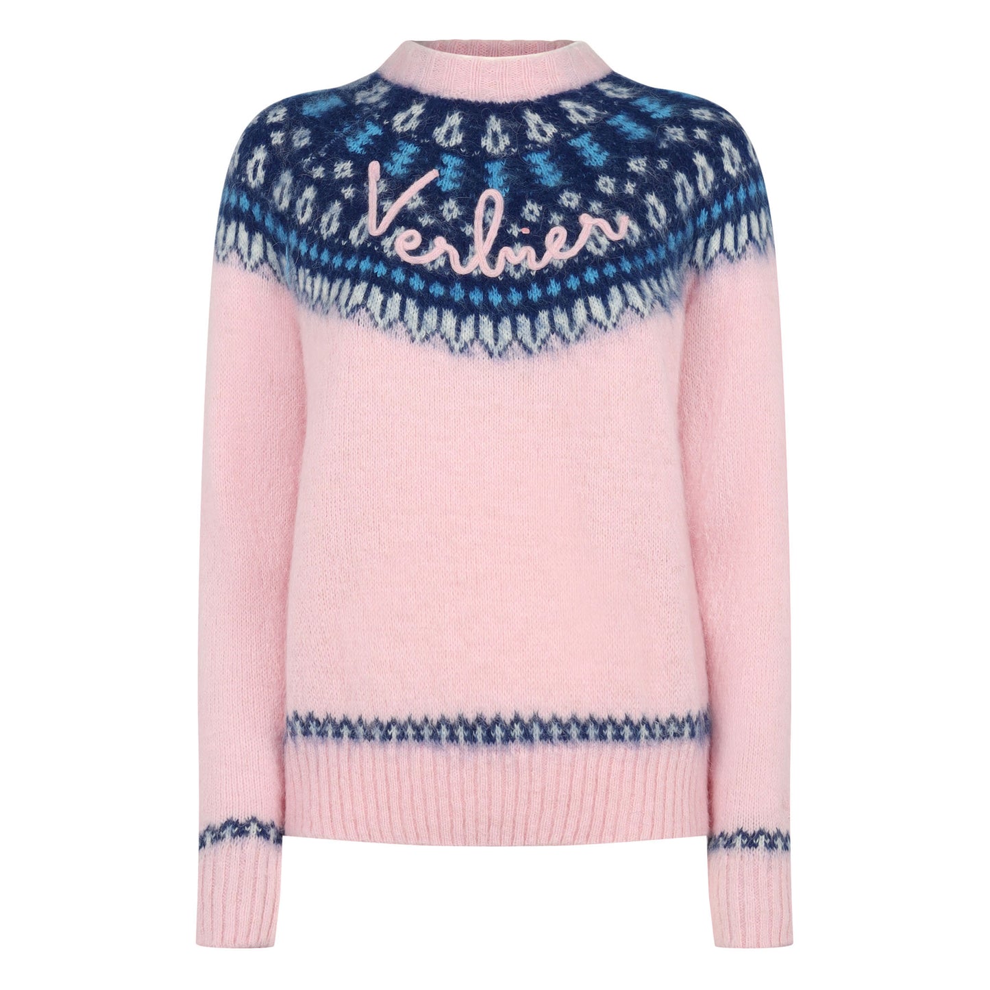 Woman pink crewneck nordic jacquard sweater - MC2 Saint Barth