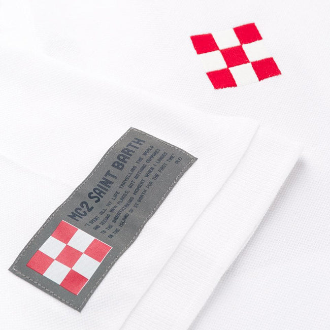 Front embroidery and back print kid's piquet polo - MC2 Saint Barth