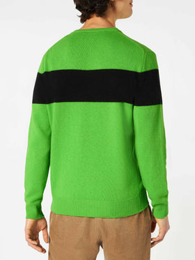 Man fluo green sweater with Off-Piste lettering - MC2 Saint Barth