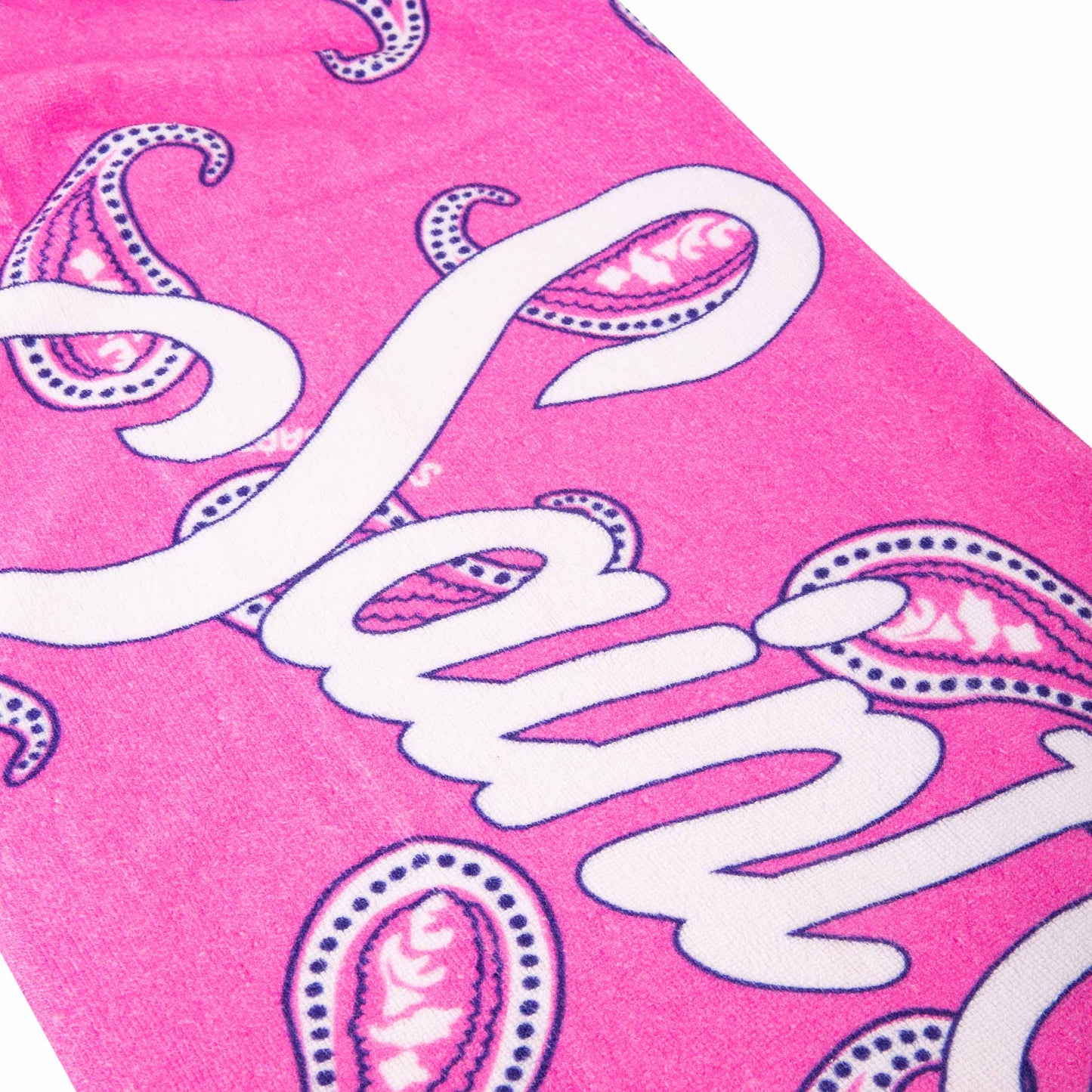Soft terry beach towel with pink paisley print - MC2 Saint Barth