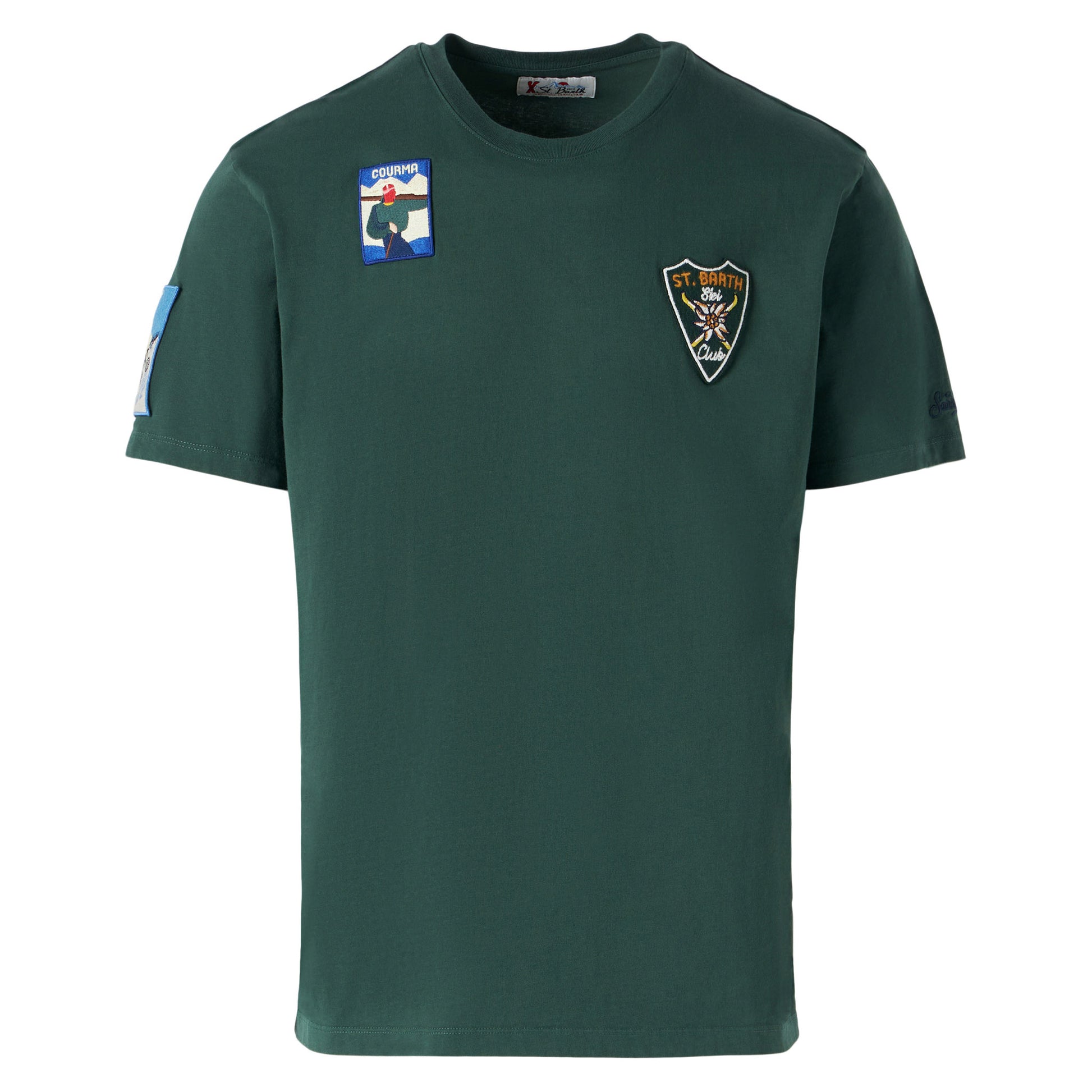 Man forest green t-shirt with patches - MC2 Saint Barth