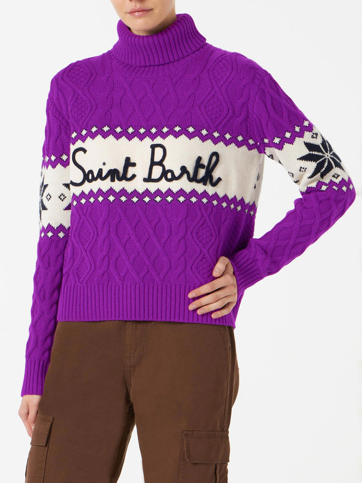 Woman half-turtleneck sweater with Saint Barth lettering - MC2 Saint Barth