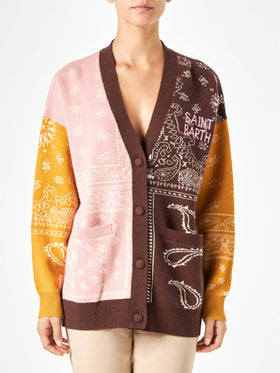 Woman cardigan with bandanna print - MC2 Saint Barth