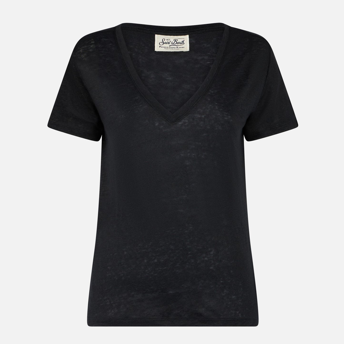 Woman black linen t-shirt - MC2 Saint Barth