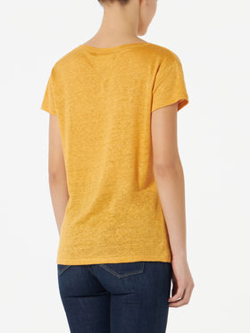 Woman ochre linen t-shirt - MC2 Saint Barth