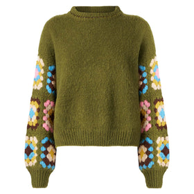 Woman ultra soft crewneck with handmade crochet sleeves - MC2 Saint Barth