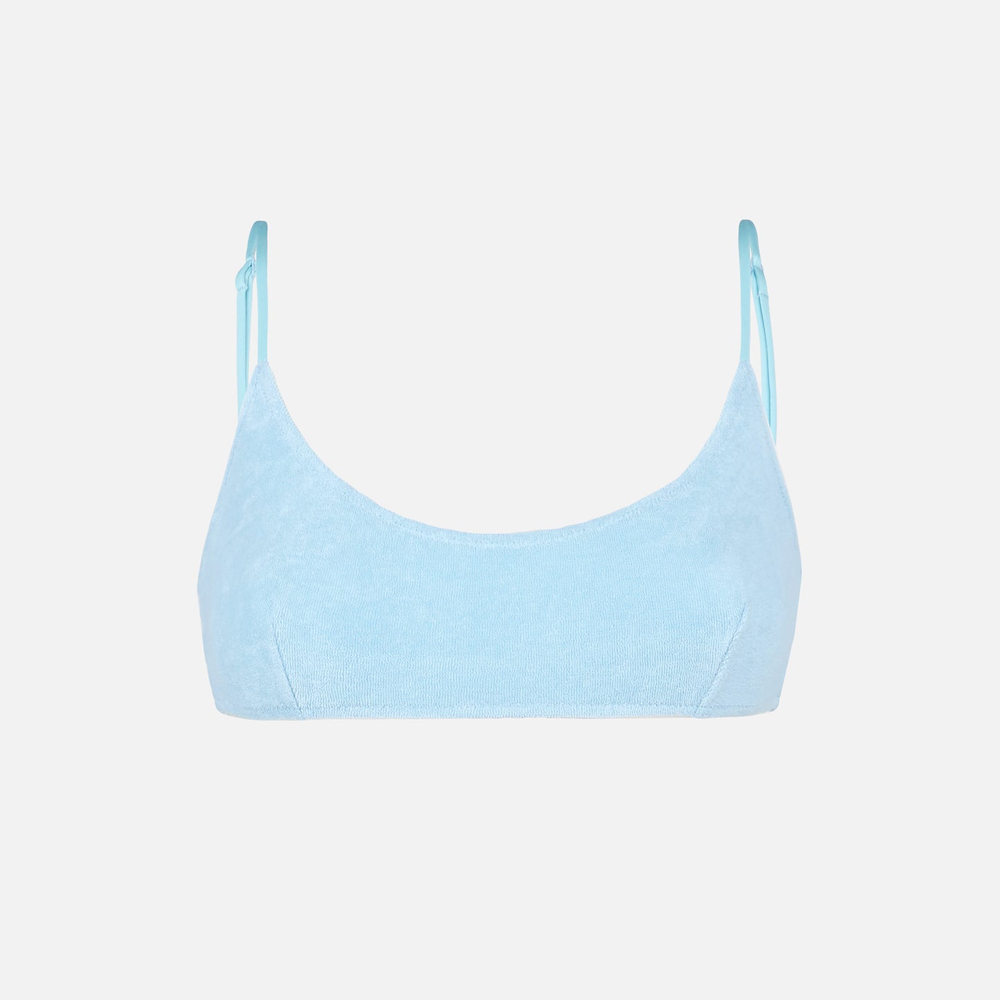 Hellblauer Frottee-Bralette-Badeanzug für Damen