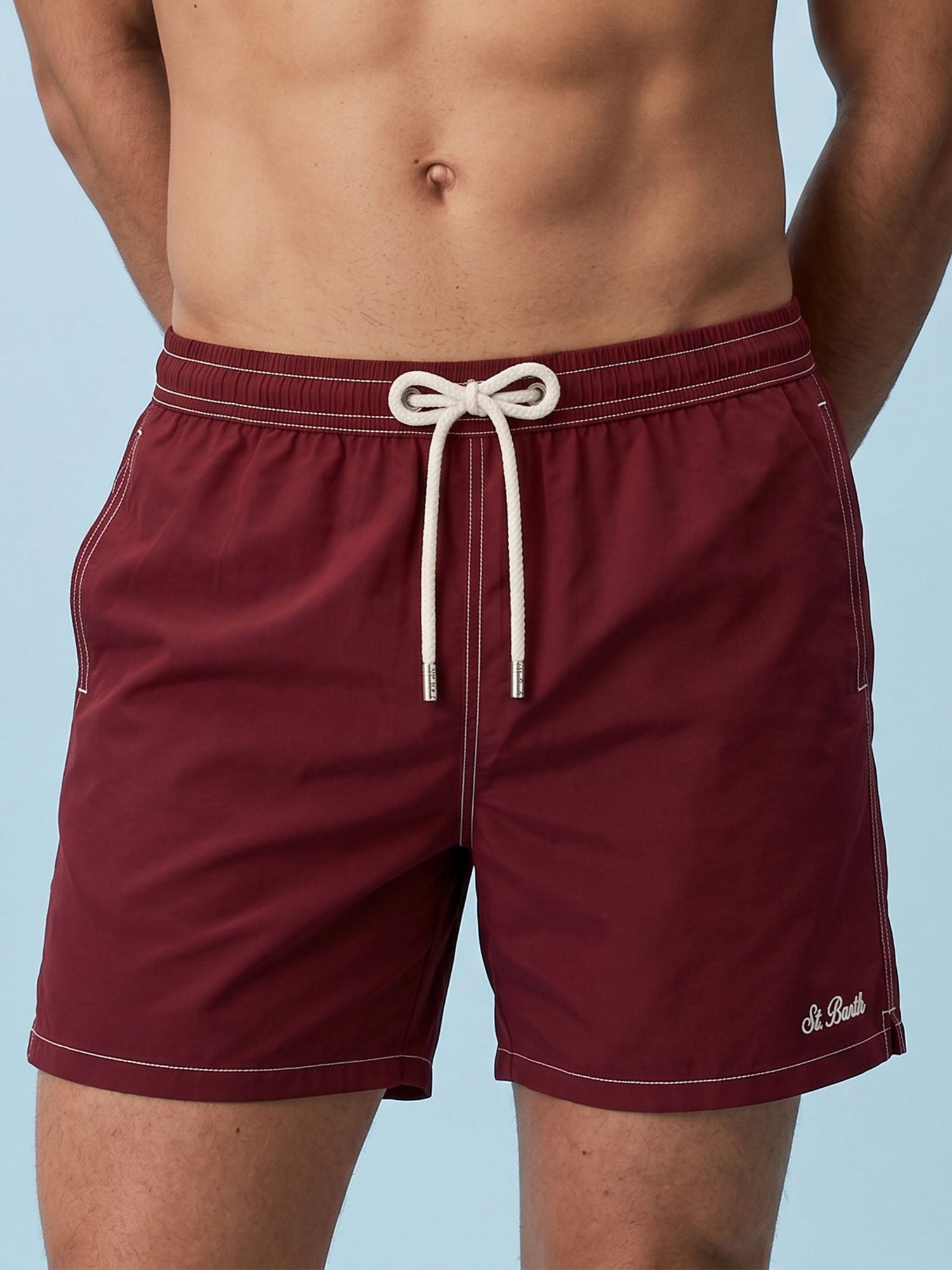Men Solid Color Light Swim Shorts